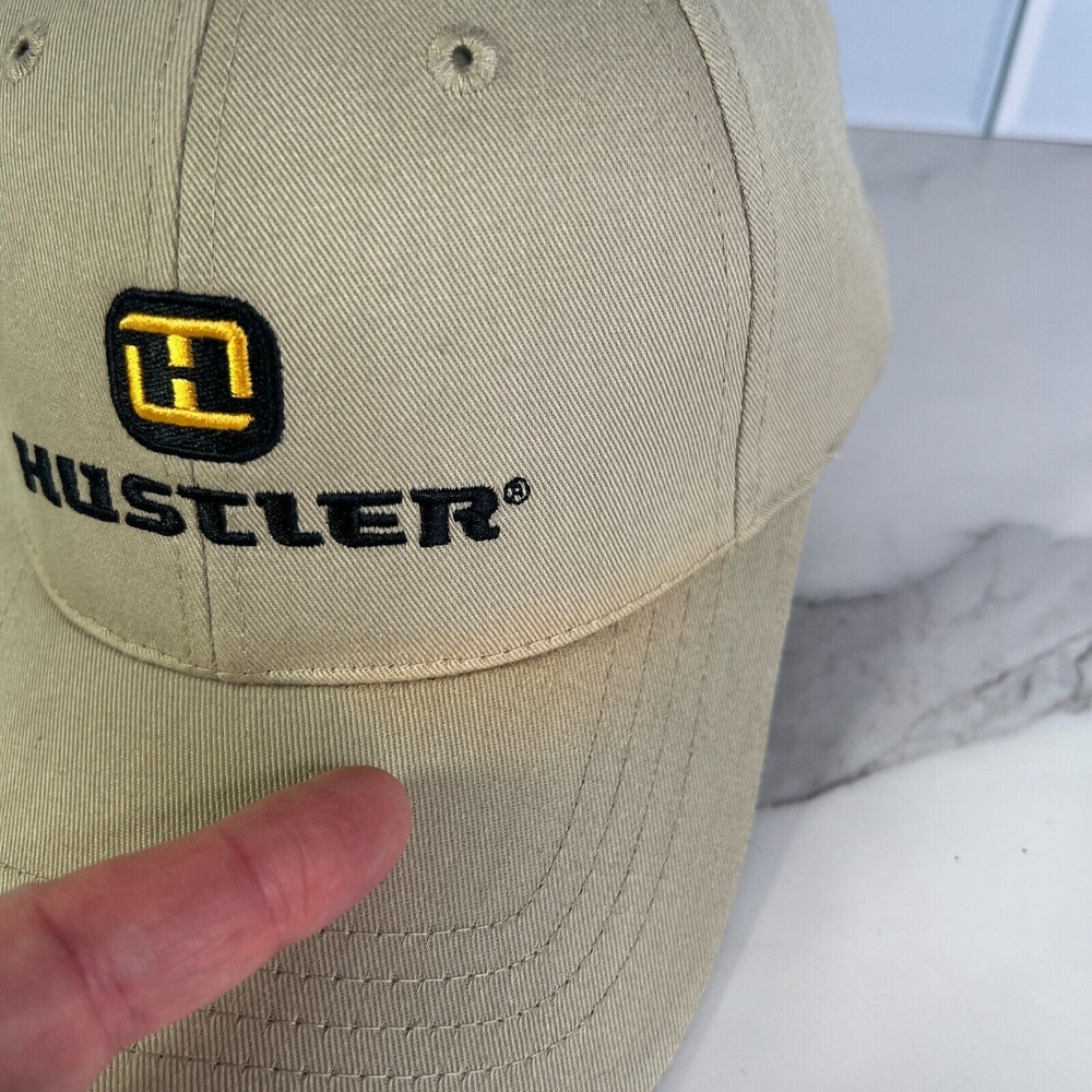 HUSTLER Mowers Lawn Care Cap Hat Beige Hook Loop Moss Bluff Mower Sales - Picture 3 of 11